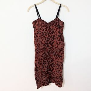 Intimately Free People Leopard Print Bodycon Slip Mini Dress Brown Black M/L